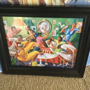 A room full of sisters on a 16x20 canvas print in a black frame